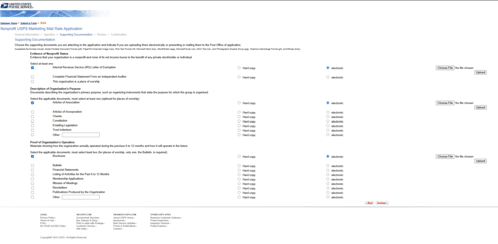 Supporting documentation